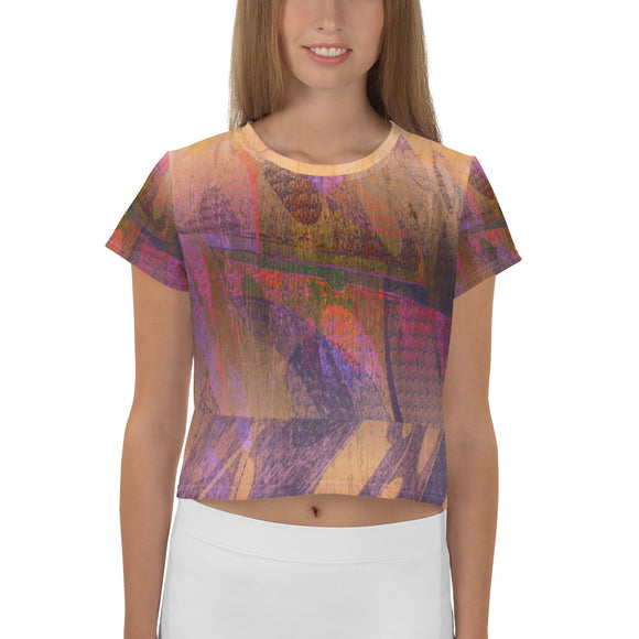 Purple Gold All-Over Print Crop Tee