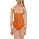 Orange All-Over Print Kids Swimsuit