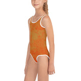 Orange All-Over Print Kids Swimsuit