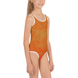 Orange All-Over Print Kids Swimsuit